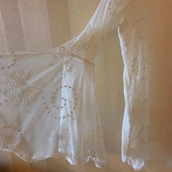 LOVE STITCH Sheer Lace Ivory Bell Sleeve Top - Picture 8 of 8